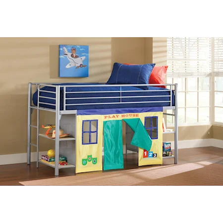 Junior Loft Bed with Cloth Doors and Modern Design